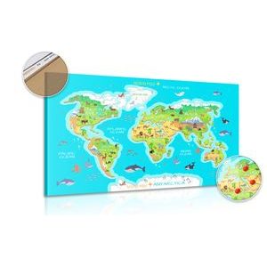 Tablou pe plută harta lumii geografică pentru copii