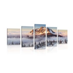 IMPRESSION SUR TOILE EN 5 PARTIES BIG ROZSUTEC DANS UNE COUVERTURE DE NEIGE - IMPRESSION SUR TOILE DE NATURE ET PAYSAGE - IMPRESSION SUR TOILE