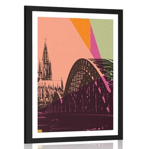 POSTER MIT PASSEPARTOUT DIGITALE ILLUSTRATION DER STADT KÖLN - POP-ART - POSTER