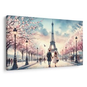 TABLEAU SUR TOILE – AMOUR SOUS LA TOUR EIFFEL - TABLEAUX D'AMOUR - TABLEAUX