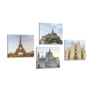 CANVAS PRINT SET INTERESTING SIGHTS FROM VARIOUS CORNERS OF THE WORLD - SET OF PICTURES - PICTURES