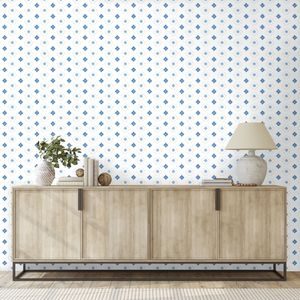 ÖNTAPADÓ TAPÉTA KÉK GEOMETRIKUS GYÉMÁNTOK - MINTÁS TAPÉTÁK - TAPÉTÁK
