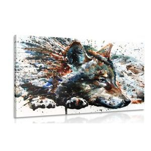 WANDBILD WOLF IN AQUARELL - BILDER TIERE - BILDER