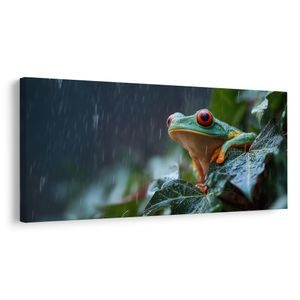 QUADRO SU TELA – RANA COLORATA NELLA PIOGGIA TROPICALE - QUADRI DI ANIMALI - STAMPE E QUADRI
