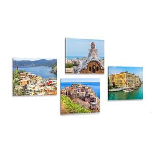 CANVAS PRINT SET BEAUTIFUL TOWN BY THE SEA - SET OF PICTURES - PICTURES