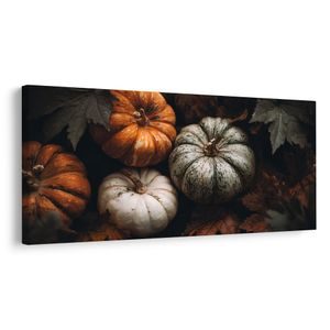 WANDBILD KÜRBISSE IM HERBSTLAUB - STILLLEBEN-BILDER - BILDER