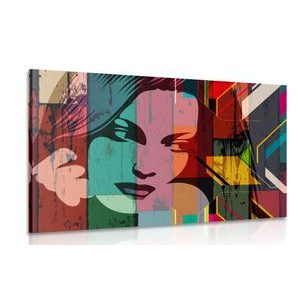 QUADRO RITRATTO DI DONNA SU SFONDO COLORATO - QUADRI POP ART - QUADRI