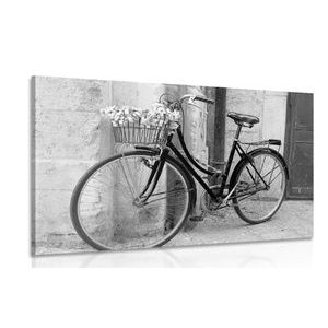 Kép falusias bicikli fekete fehérben