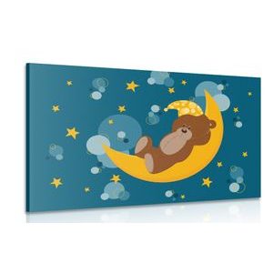 CANVAS PRINT TEDDY BEAR ON THE MOON - CHILDRENS PICTURES - PICTURES