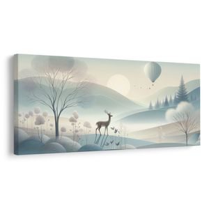 SLIKA ŠUMSKI KRAJOLIK S JELENOM I PLANINAMA - SLIKE ŽIVOTINJA - SLIKE