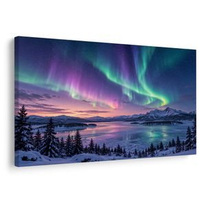 WANDBILD POLARLICHTER ÜBER DEN BERGEN - WANDBILDER POLARLICHT - BILDER