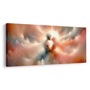 TABLEAU SUR TOILE – AMANTS DANS UNE LUMIÈRE CÉLESTE - TABLEAUX D'AMOUR - TABLEAUX