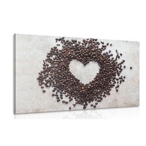Canvas print heart made of coffee beans