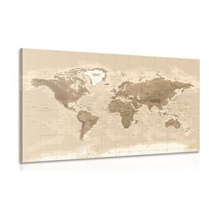 WANDBILD SCHÖNE VINTAGE-WELTKARTE - WELTKARTEN ALS BILDER - BILDER