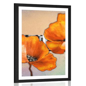 POSTER MIT PASSEPARTOUT BLUMEN IM ORIENTALISCHEN STIL - BLUMEN - POSTER