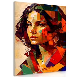 IMPRESSION SUR TOILE PROFIL D'UNE FEMME EN PATCHWORK - IMPRESSIONS SUR TOILE DE FEMMES - IMPRESSION SUR TOILE