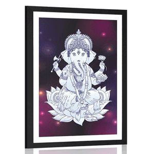 AFFICHE AVEC MONTURE LE BOUDDHISTE GANESH - FENG SHUI - AFFICHES