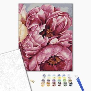 DIPINTO CON I NUMERI: PEONIE IN FIORE - FIORI - DIPINGERE CON I NUMERI