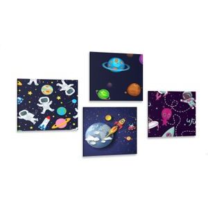 CANVAS PRINT SET SPACE WORLD - SET OF PICTURES - PICTURES