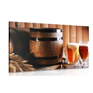 OBRAZ PIVO S PIVNÍM SOUDKEM - OBRAZY JÍDLA A NÁPOJE - OBRAZY