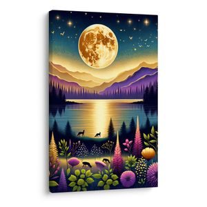 WANDBILD MAGISCHE NACHTLANDSCHAFT MIT MOND - BILDER VON NATUR UND LANDSCHAFT - BILDER