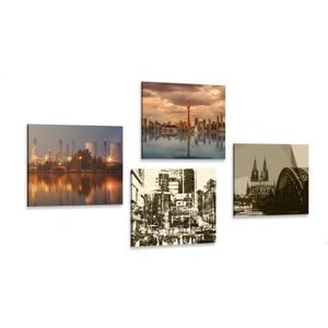 CANVAS PRINT SET INDUSTRIAL CITY WITH AN ABSTRACTION - SET OF PICTURES - PICTURES