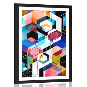 POSTER MIT PASSEPARTOUT ABSTRAKTE GEOMETRIE - ABSTRAKT UND GEMUSTERT - POSTER