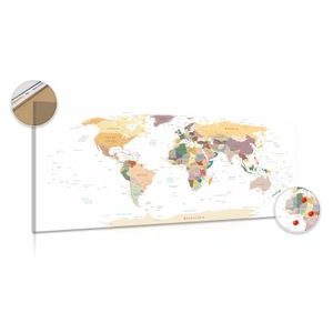 Wandbild auf Kork Karte mit Ländernamen