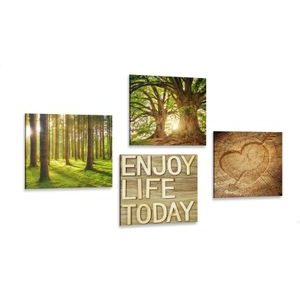 Canvas print set breeze of nature with an inscription