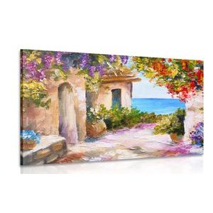 QUADRO CASA SUL MARE IN ESTATE - QUADRI DI NATURA E PAESAGGIO - QUADRI