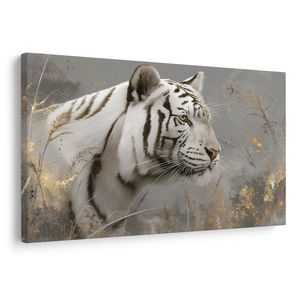 QUADRO SU TELA – TIGRE BIANCA NELL'ERBA - QUADRI DI LEONE E TIGRE - STAMPE E QUADRI