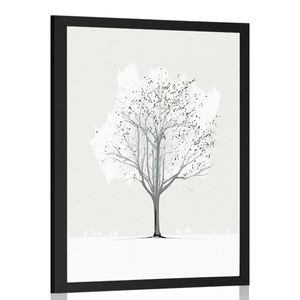 POSTER MINIMALISTISCHER BAUM IM WINTER - BÄUME UND LAUB - POSTER