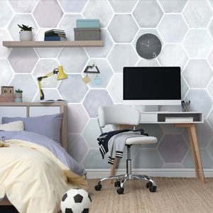 TAPET AUTOADEZIV MODEL HEXAGONAL GRI-ALBASTRU - TAPETE AUTOADEZIVE - TAPETURI