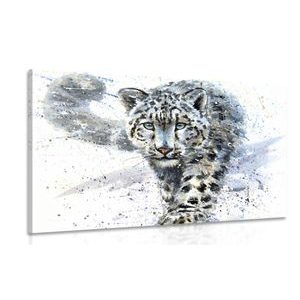 WANDBILD GEMALTER LEOPARD - BILDER TIERE - BILDER