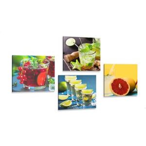 Set of pictures drinks in bright colors