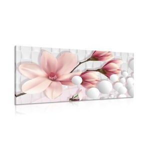 TABLEAU SUR TOILE – MAGNOLIA AVEC DES ÉLÉMENTS ABSTRAITS - TABLEAUX DE FLEURS - TABLEAUX