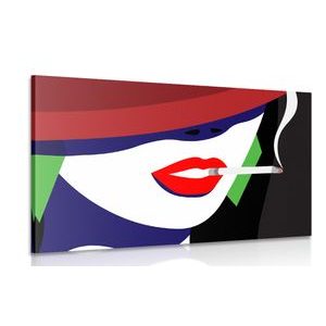 Wandbild Frau mit Hut im Pop-Art-Stil