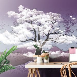 SELF ADHESIVE WALLPAPER TREE IN THE CLOUDS IN A PURPLE LANDSCAPE - SELF-ADHESIVE WALLPAPERS - WALLPAPERS