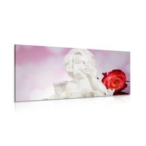 CANVAS PRINT ANGEL WITH A ROSE - PICTURES OF ANGELS - PICTURES