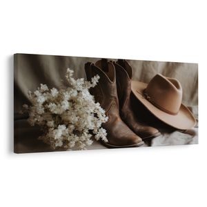 FOTO OP CANVAS RUSTIEKE ELEGANTIE MET BLOEMEN - STILLEVEN SCHILDERIJEN - SCHILDERIJEN