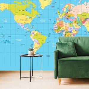 CARTA DA PARATI – MAPPA SU SFONDO BLU - CARTA DA PARATI MAPPE - CARTA DA PARATI