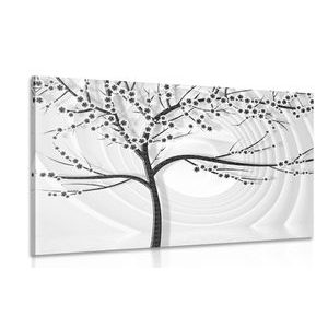 Wandbild Moderner schwarz-weißer Baum auf abstraktem Hintergrund
