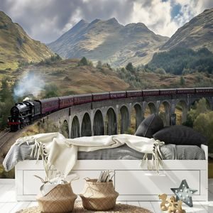 SAMOLEPÍCÍ TAPETA VLAK NA HORSKÉM VIADUKTU - WALLPAPERS MOUNTAINS - WALLPAPERS