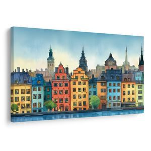 SLIKA POVIJESNI GRAD UZ RIJEKU - ŠARENE KUĆE - SLIKE