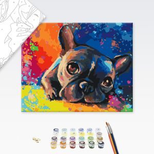 PICTARE CONFORM NUMERELOR BULLDOG COLORAT - ANIMALE - PICTURĂ ÎN BAZA CIFRELOR