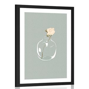 POSTER MIT PASSEPARTOUT BLUME IN DER VASE IN EINFACHEM DESIGN - VASEN - POSTER