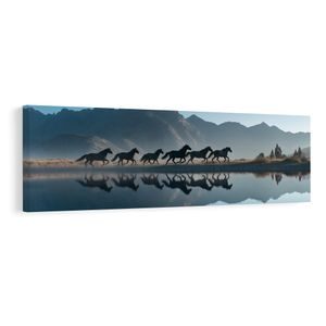 QUADRO SU TELA – LIBERTÀ TRA LE MONTAGNE - QUADRI DI CAVALLI - STAMPE E QUADRI