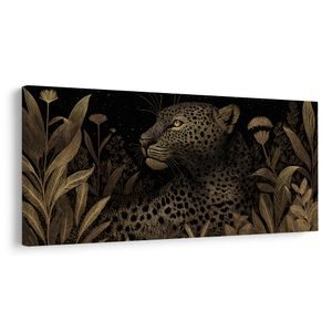 QUADRO SU TELA – PREDATORE TRA PIANTE TROPICALI - QUADRI DI LEONE E TIGRE - STAMPE E QUADRI