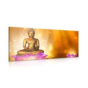 CANVAS PRINT BUDDHA STATUE ON A LOTUS FLOWER - PICTURES FENG SHUI - PICTURES