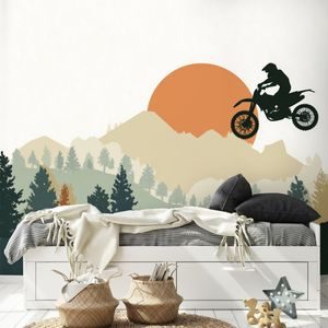 SAMOLEPÍCÍ TAPETA MOTOKROSOVÝ SKOK V HORÁCH - CHILDRENS WALLPAPERS - WALLPAPERS